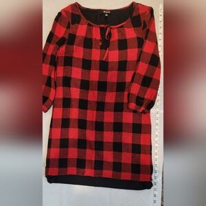 Madewell Red and Black Buffalo Check Plaid Long Sleeve Mini Dress - XXS